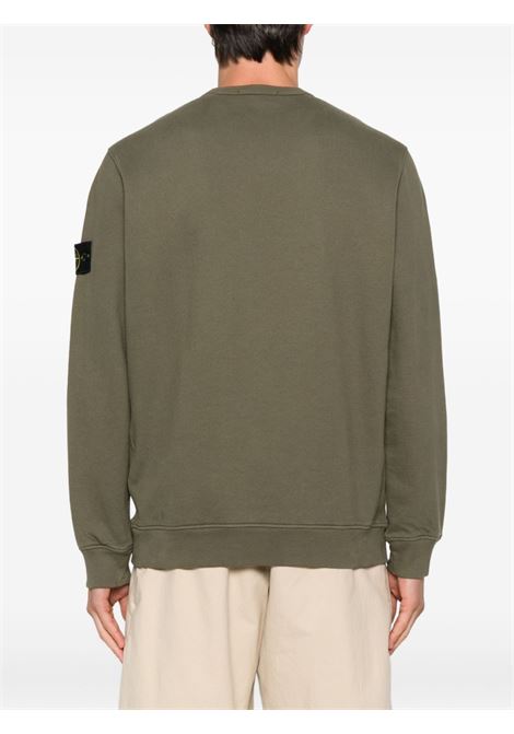 brushed organic cotton fleece sweatshirt man military green STONE ISLAND | K2S15 6100028 S0A20V0054